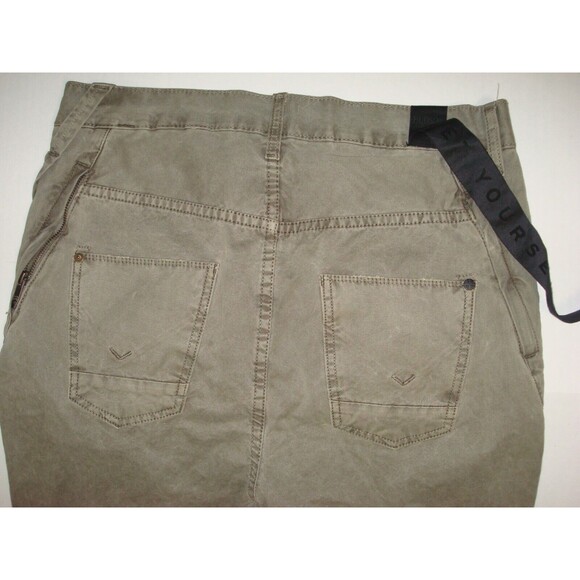 New Designer Mens Hudson Jeans Green Skinny 32 X 29 USA Button Olive Distressed